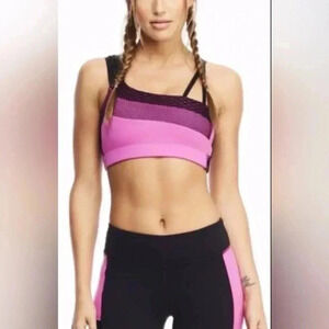 Lukka Lux Chamber Sport Yoga Bra Black Pink Mesh